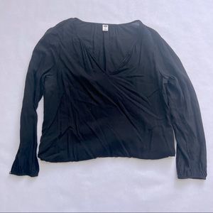 Black V Neck Old Navy Blouse with button sleeve closure